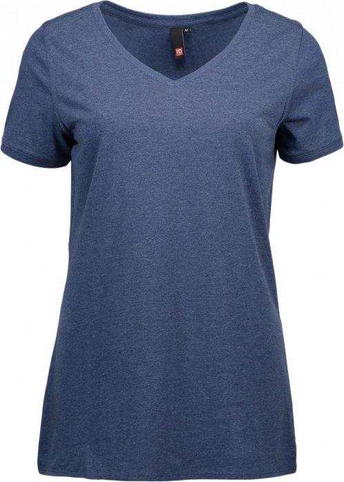 ID - V-Hals T-Shirt Dame - Blue Melange